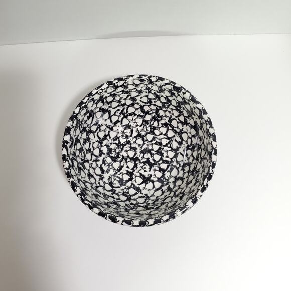 Vintage Gaetano Pottery 8" Serving Bowl Black White Splatter Ceramic MCM USA - Picture 4 of 10